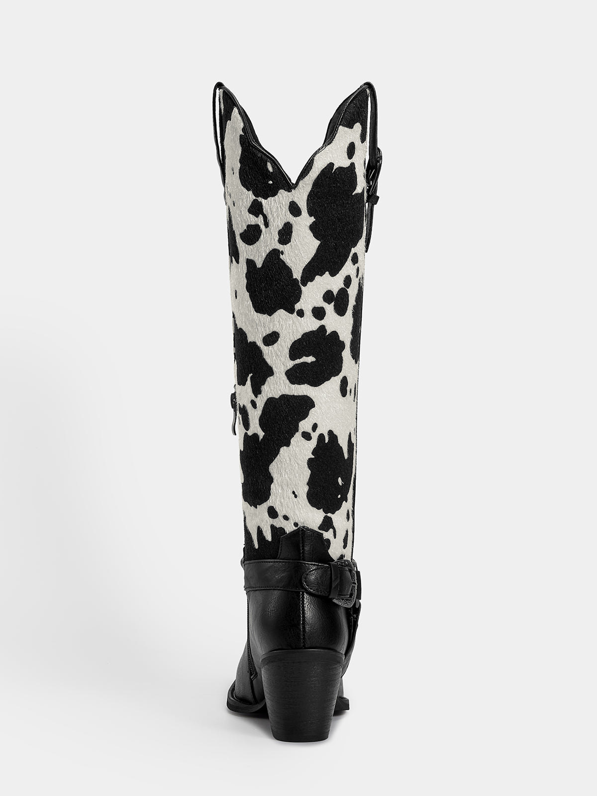gemstone-strap-cow-print-cowgirl-boots-mid-heel