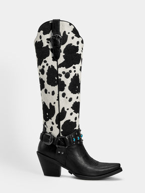 gemstone-strap-cow-print-cowgirl-boots-side-zipper
