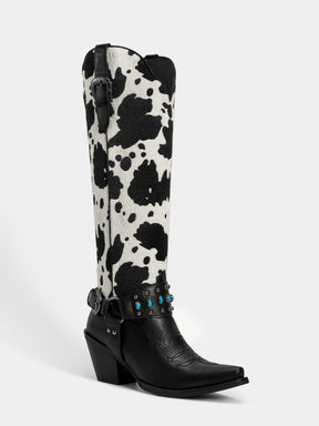 gemstone-strap-cow-print-cowgirl-boots