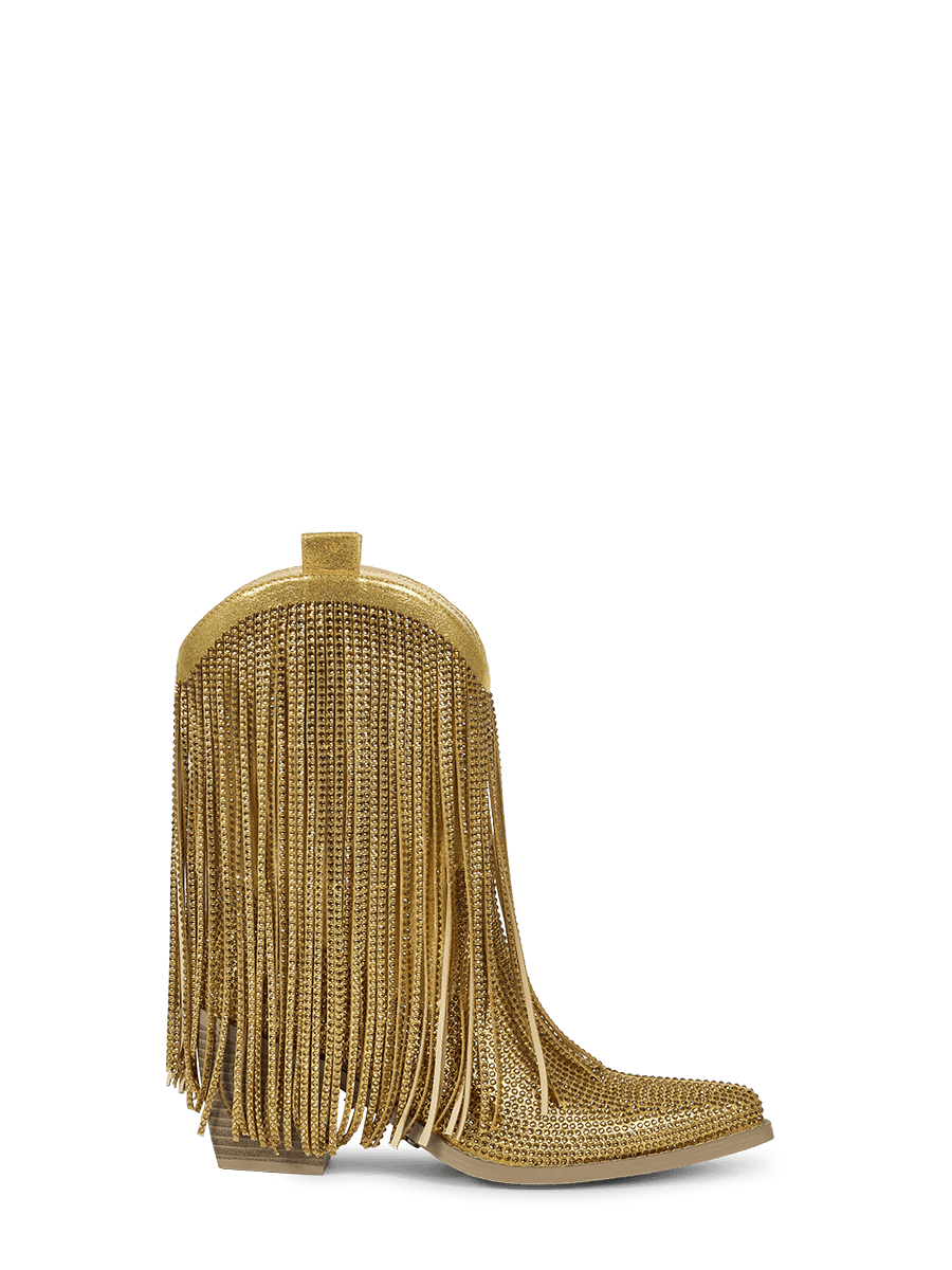 gold-fringe-rhinestone-western-ankle-boots-side-zipper