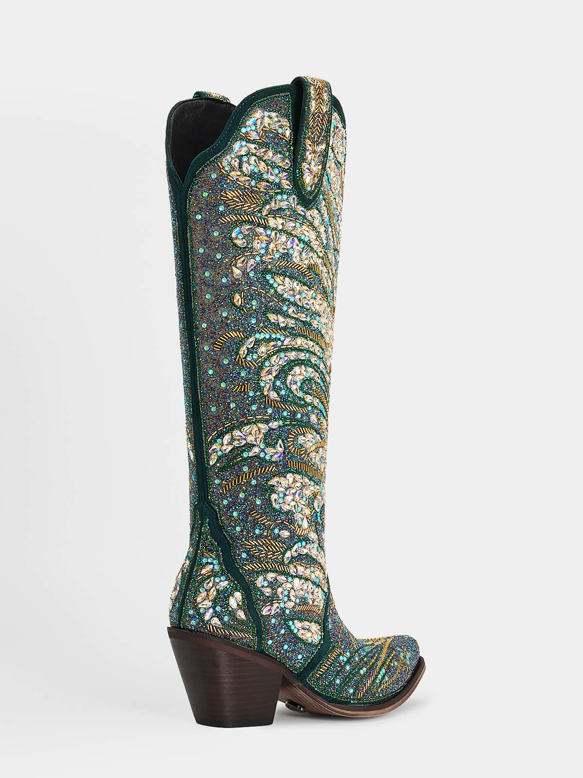 green_glitter_peacock_side_crystal_western_boots