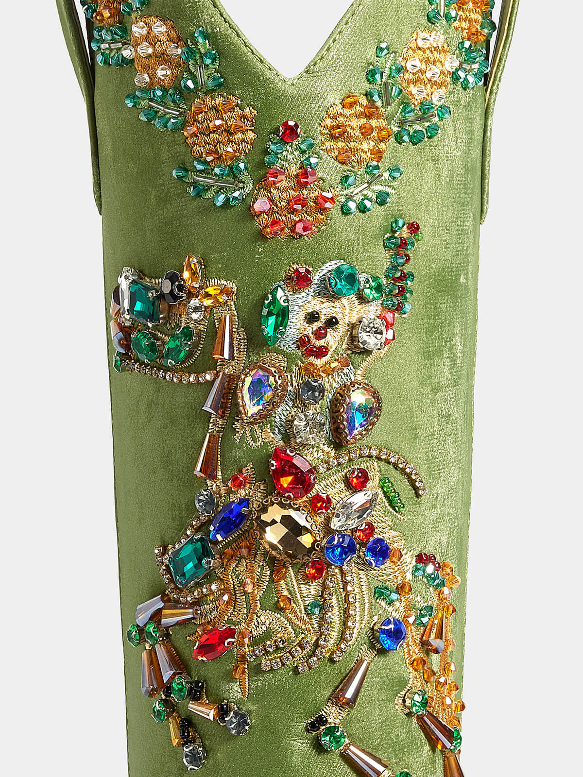 green_satin_joker_shape_rhinestone_gem_detail_cowgirl_boots