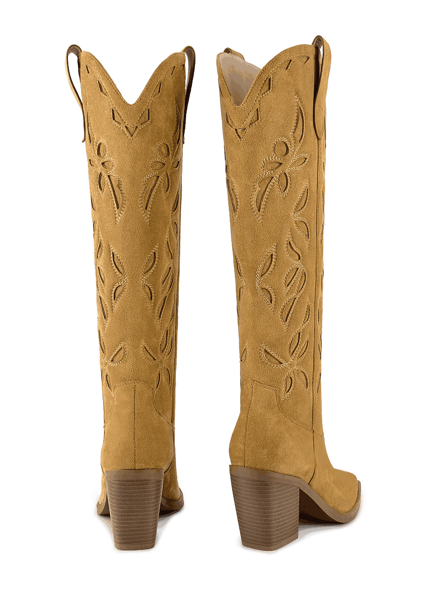 Wetkiss Brown Embroidered Cowgirl Boots - JX065 - Rear