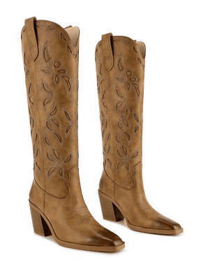 Wetkiss Brown Embroidered Cowgirl Boots - JX065 - Aspect