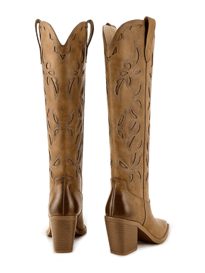 Wetkiss Brown Embroidered Cowgirl Boots - JX065 - Rear