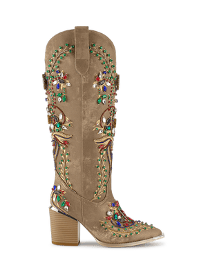 Wetkiss Brown Sparkly Jewel Boots - JX076 - Aspect