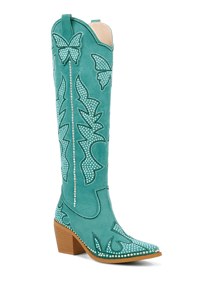 Western Boots Botas Turquesa Botas Vaqueras Hasta La Rodilla Con