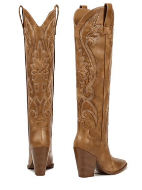 matte-brown-floral-embroidered-western-boots-high-heel