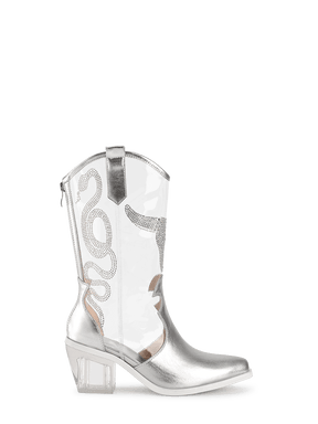 Wetkiss Silver Patchwork Cowboy Boots - MC038 - Aspect