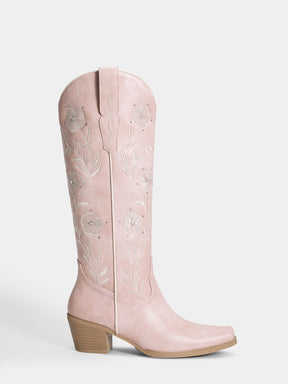 muted-pink-embroidered-floral-motifs-cowgirl-boots-pull-on