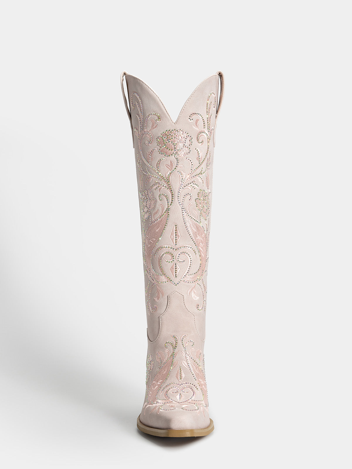 Muted Pink Embroidered Rose Wedding Cowgirl Boots | WETKISS BOOTS