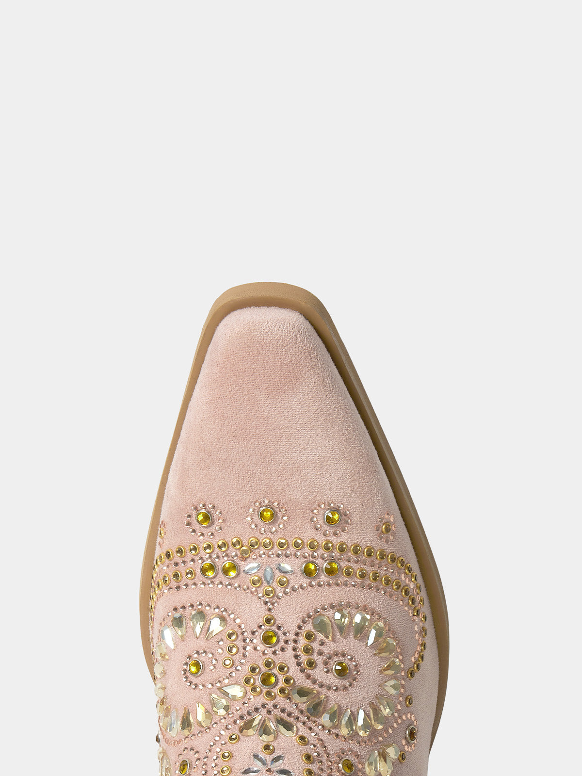 Muted Pink Layered Ruffled Rhinestones Cowgirl Boots | WETKISS BOOTS