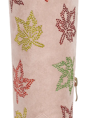 muted-pink-rhinestones-maple-leaf-faux-suede-western-cowgirl-boots