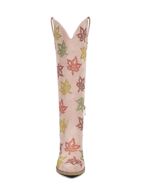 muted-pink-rhinestones-maple-leaf-knee-high-western-cowgirl-boots