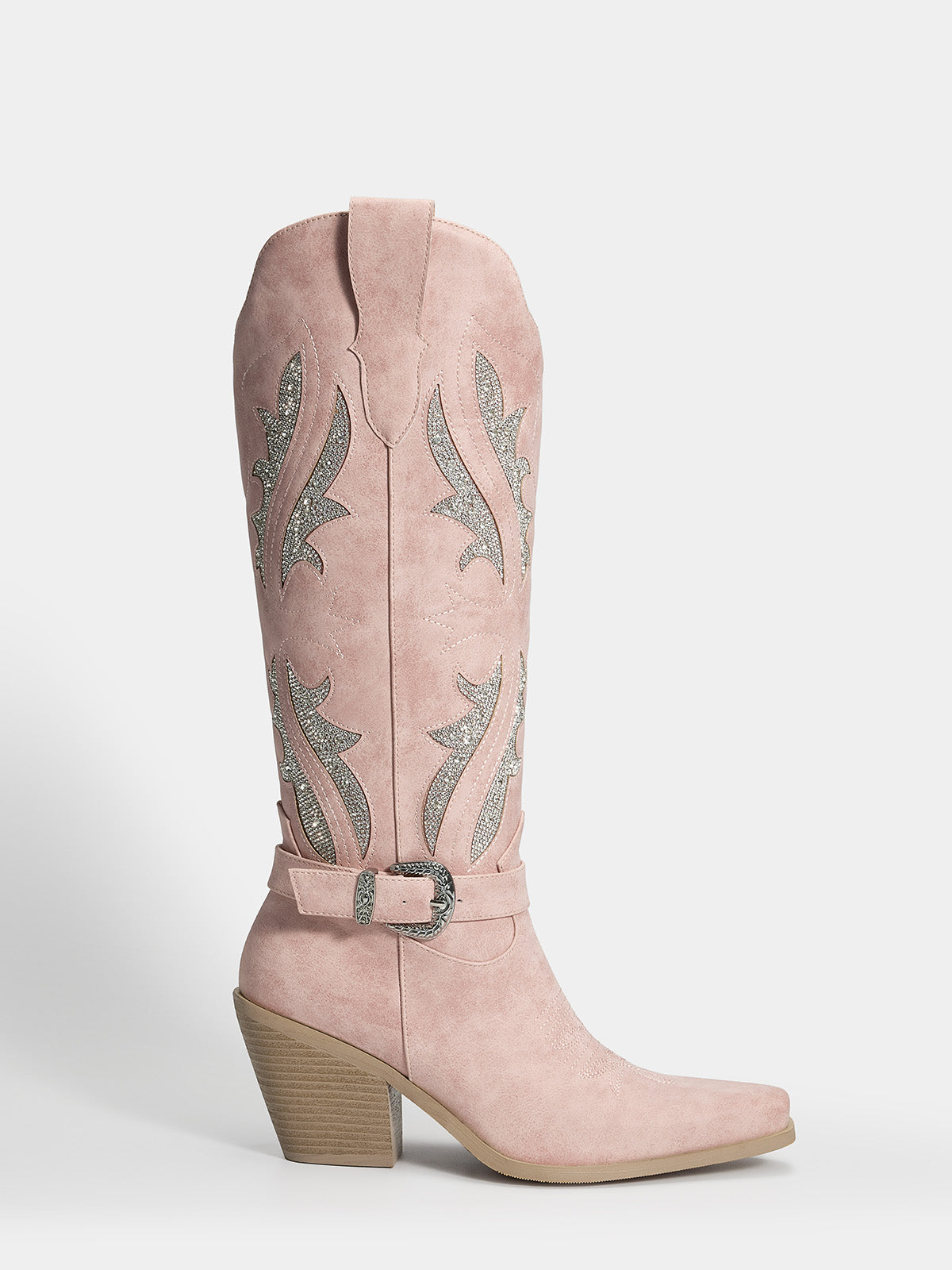 muted-pink-straps-rhinestones-cowgirl-boots-pull-on