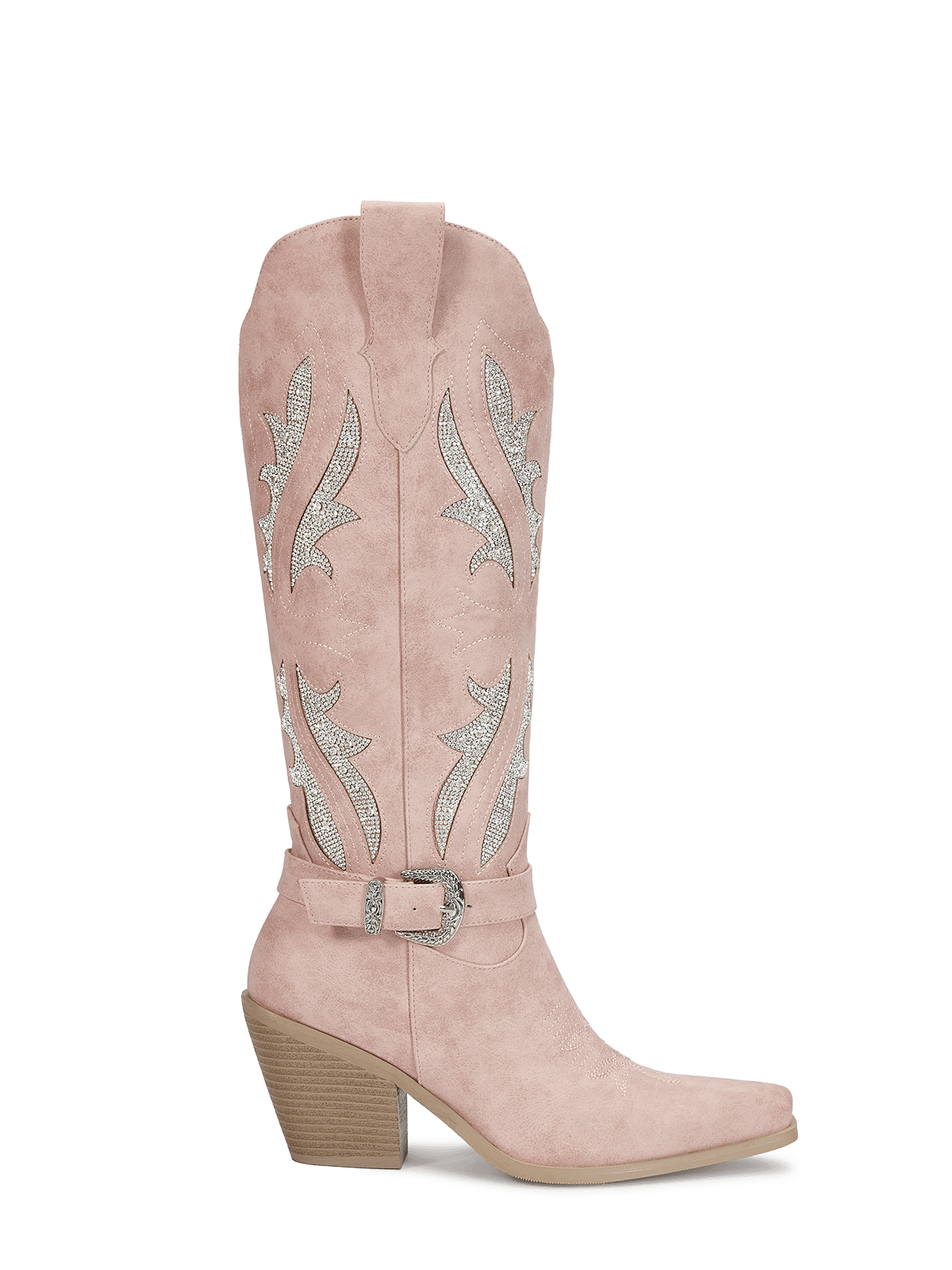 muted-pink-straps-rhinestones-cowgirl-boots-pull-on