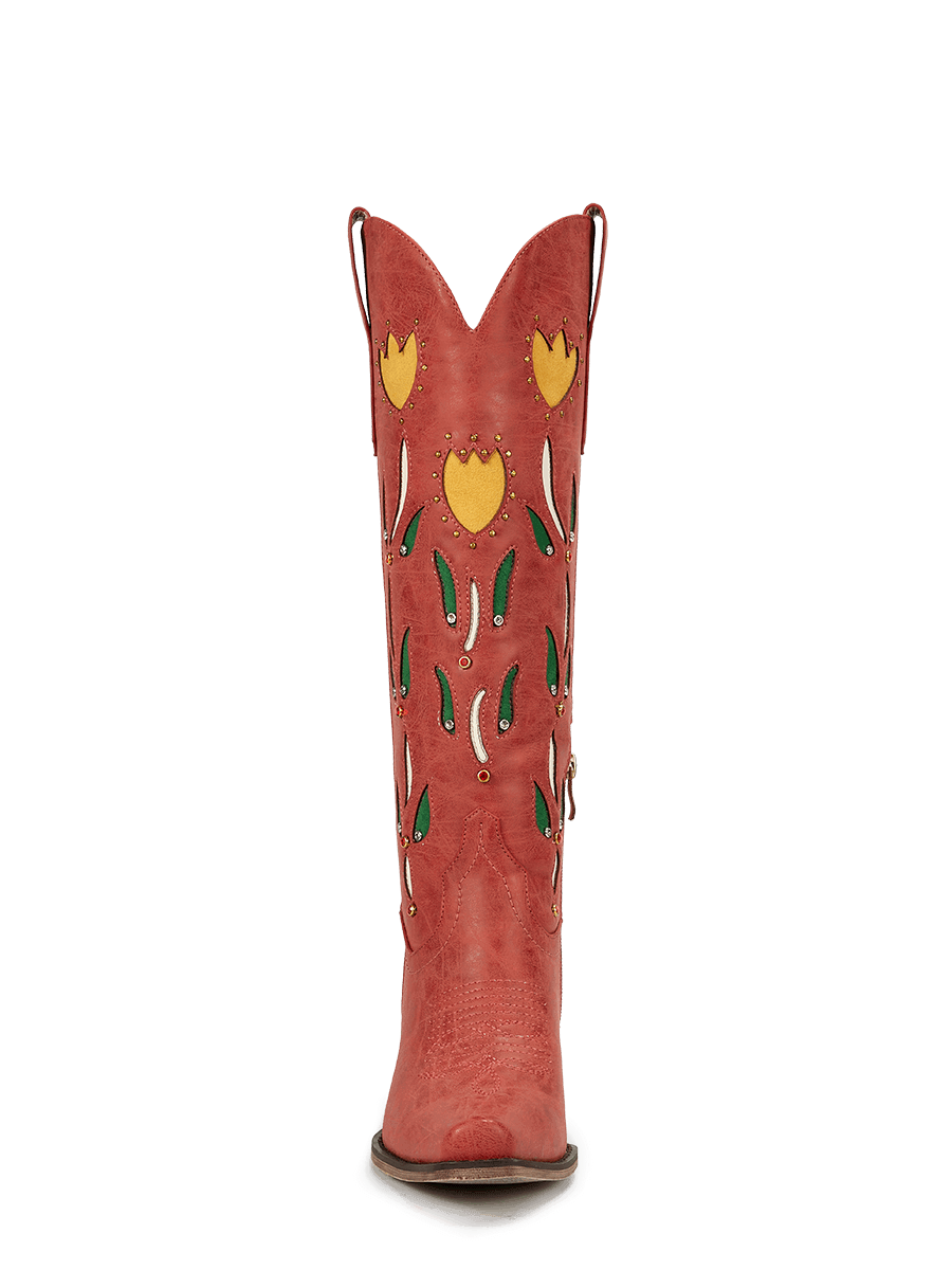 orangey-red-cut-out-floral-knee-high-western-cowgirl-boots