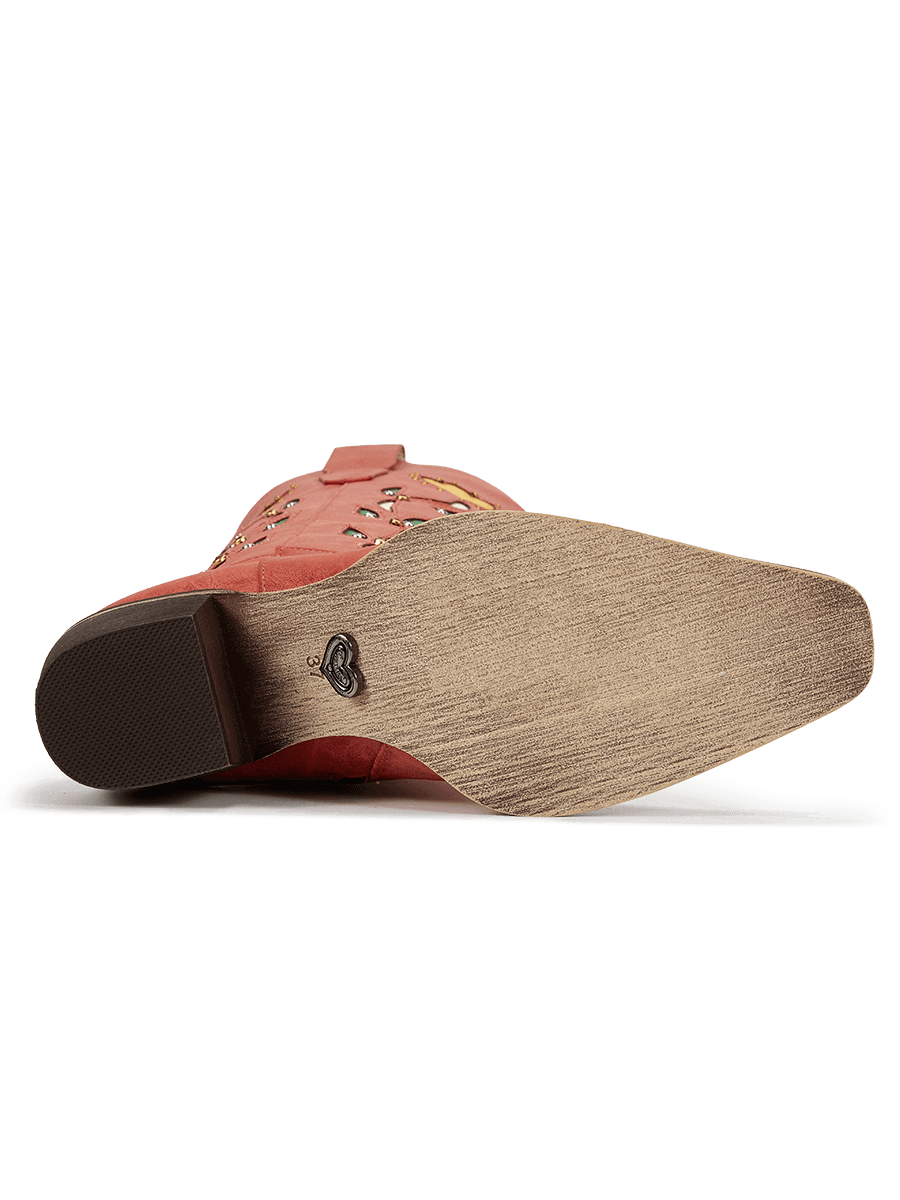 orangey-red-cut-out-floral-rubber-western-cowgirl-boots