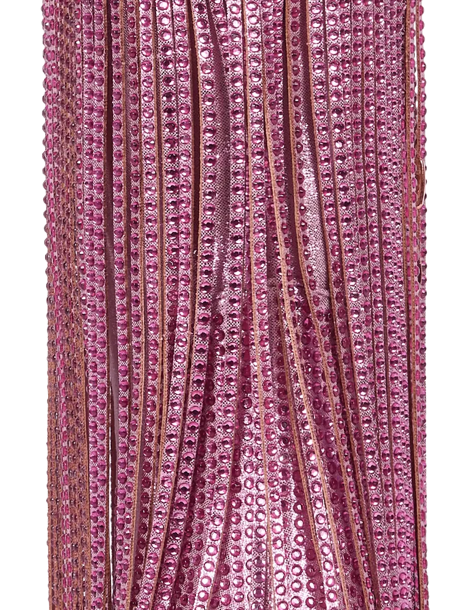 pink-fringe-rhinestone-western-ankle-boots-metallic-textured-fabric