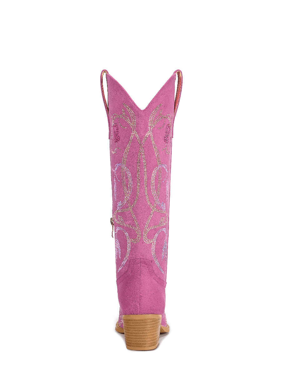 pink-rhinestone-lily-pattern-mid-heel-cowgirl-boots