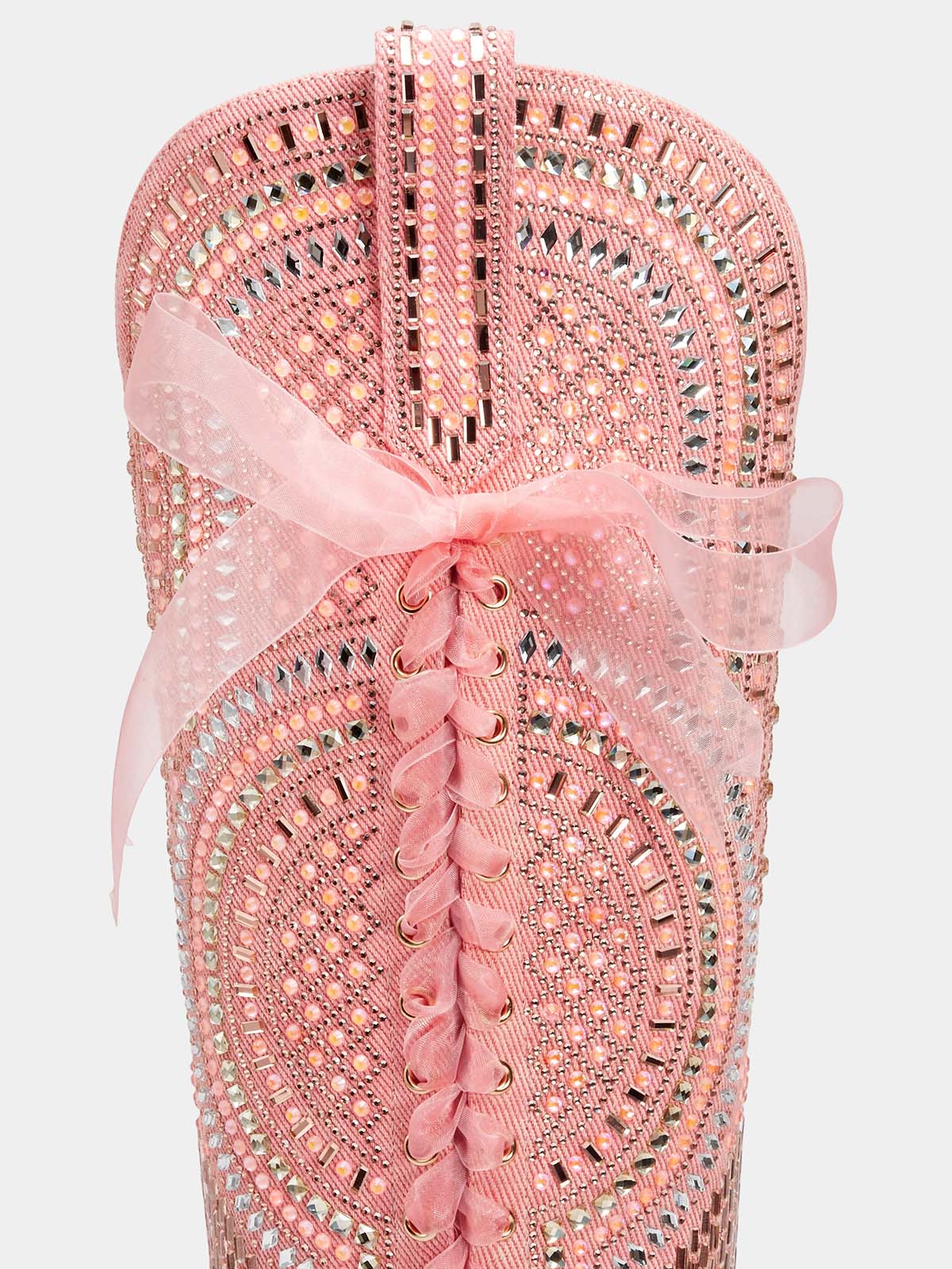 pink_organza_bow_laceup_pattern_western_cowgirl_boots