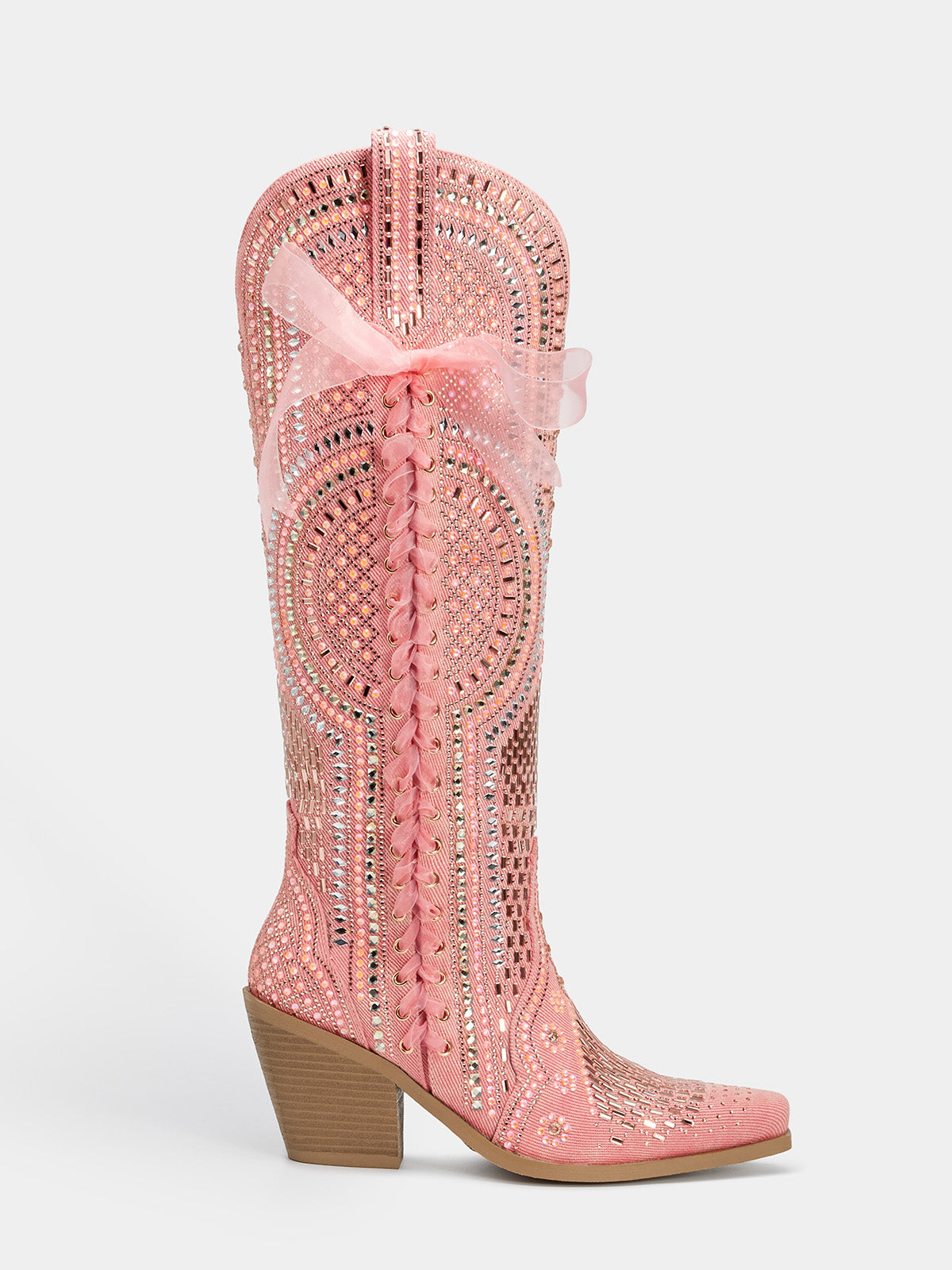 pink_rhinestone_laceup_pattern_western_cowgirl_boots