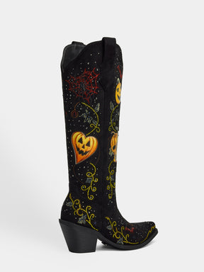 print_pumpkin_block_heel_western_cowgirl_boots