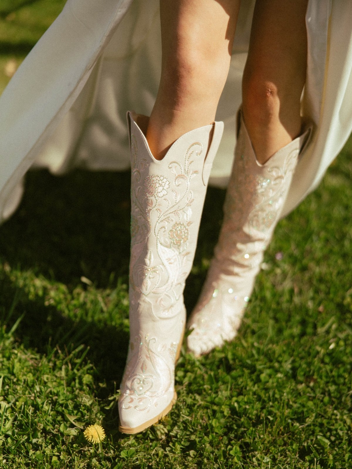 Muted Pink Embroidered Rose Wedding Cowgirl Boots | WETKISS BOOTS