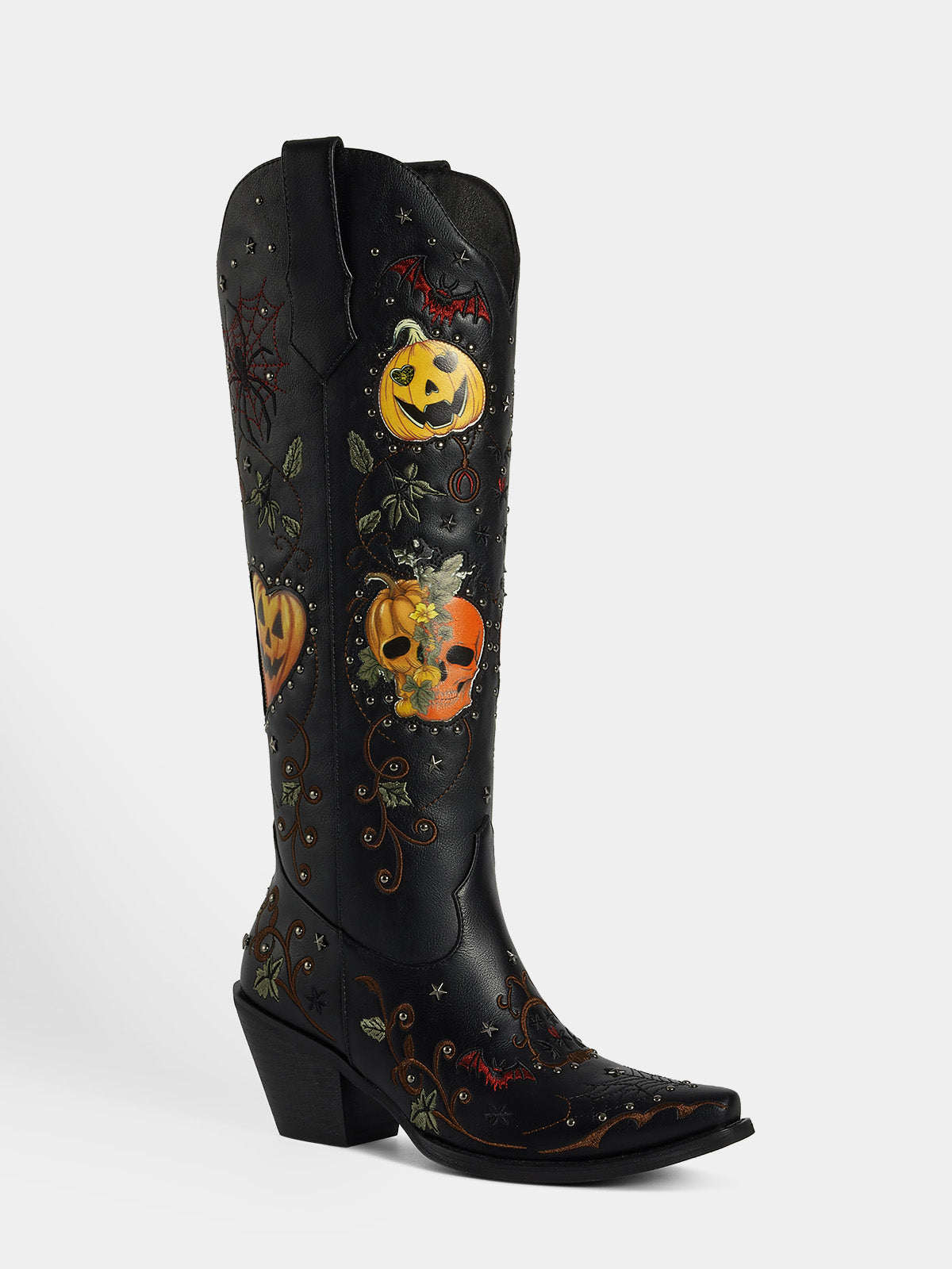 pu‑leather_stud_embroidery_pumpkin_skull_western_cowgirl_boots