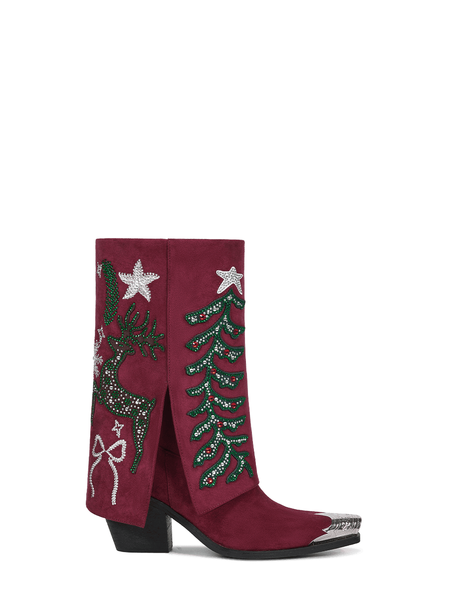 red-christmas-theme-fold-over-rhinestone-side-zipper-boots