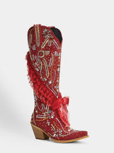 red-rhinestones-ruffled-lace-trim-western-boots