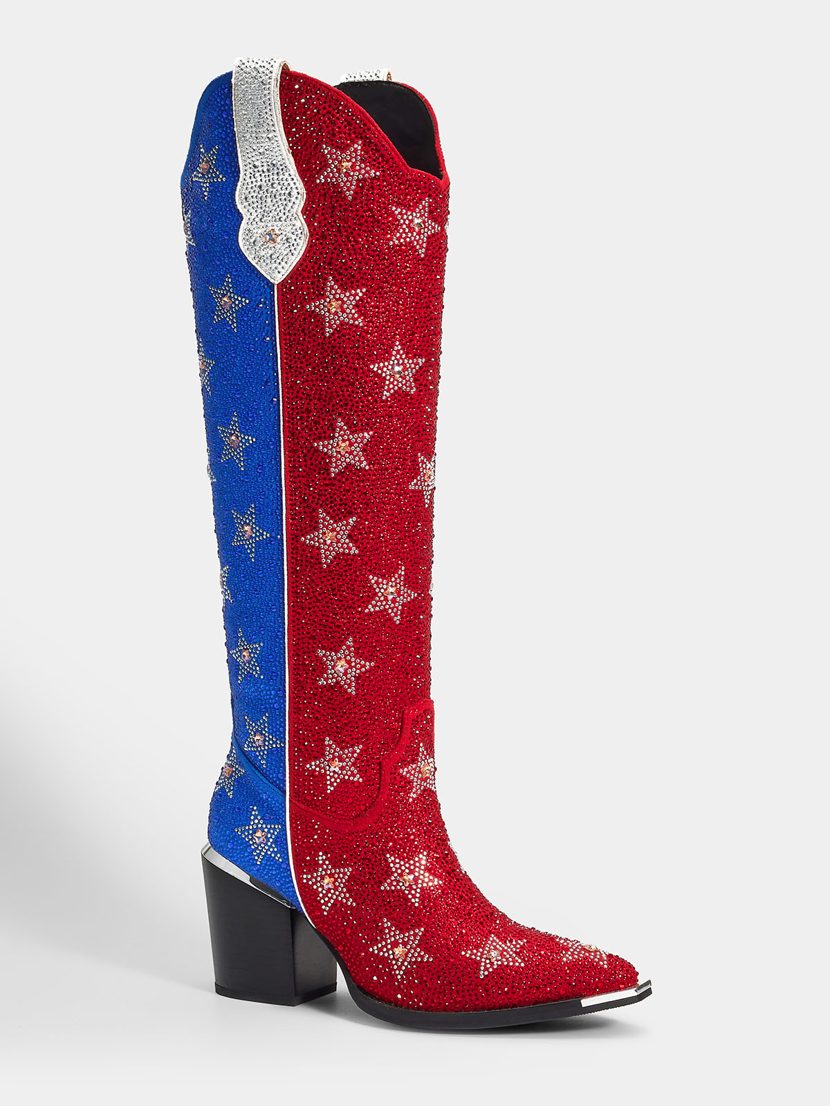 red_blue_two_tone_star_rhinestone_knee_high_cowgirl_boots