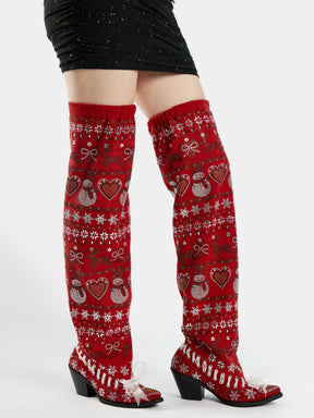 red_holiday_pattern_rhinestone_slouchy_western_boots