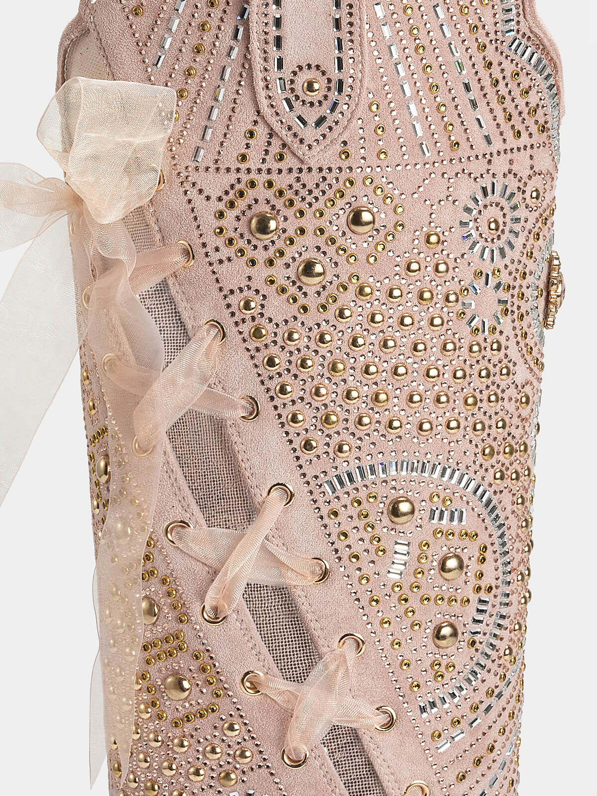 rose-pink-mesh-lace-up-rhinestones-womens-western-boots-faux-suede