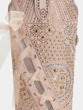 rose-pink-mesh-lace-up-rhinestones-womens-western-boots-faux-suede