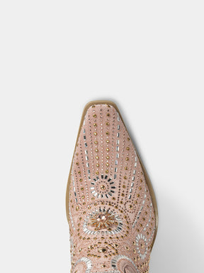 rose-pink-mesh-lace-up-rhinestones-womens-western-boots-snip