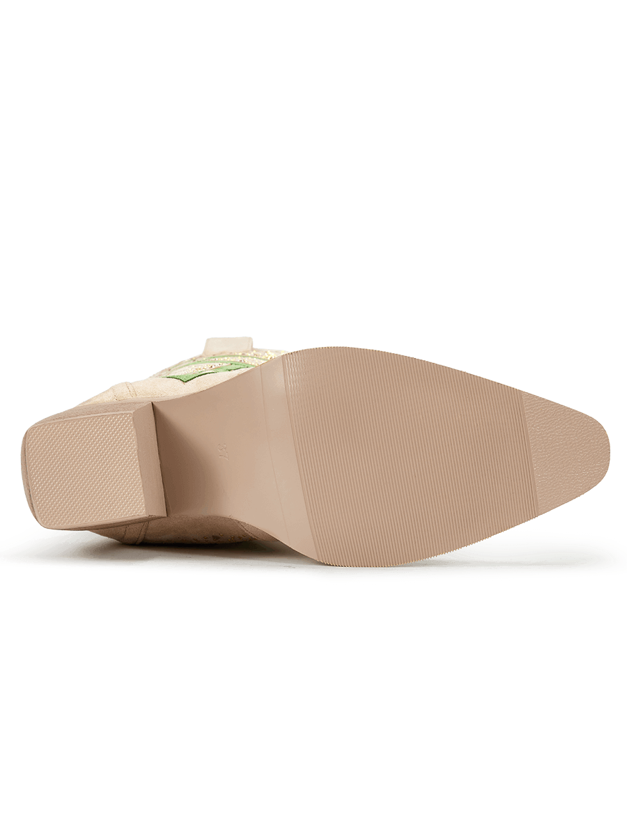 sand-beige-leaf-motif-rubber-western-cowgirl-boots