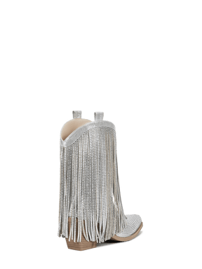 silver-fringe-rhinestone-western-ankle-boots-mid-heel