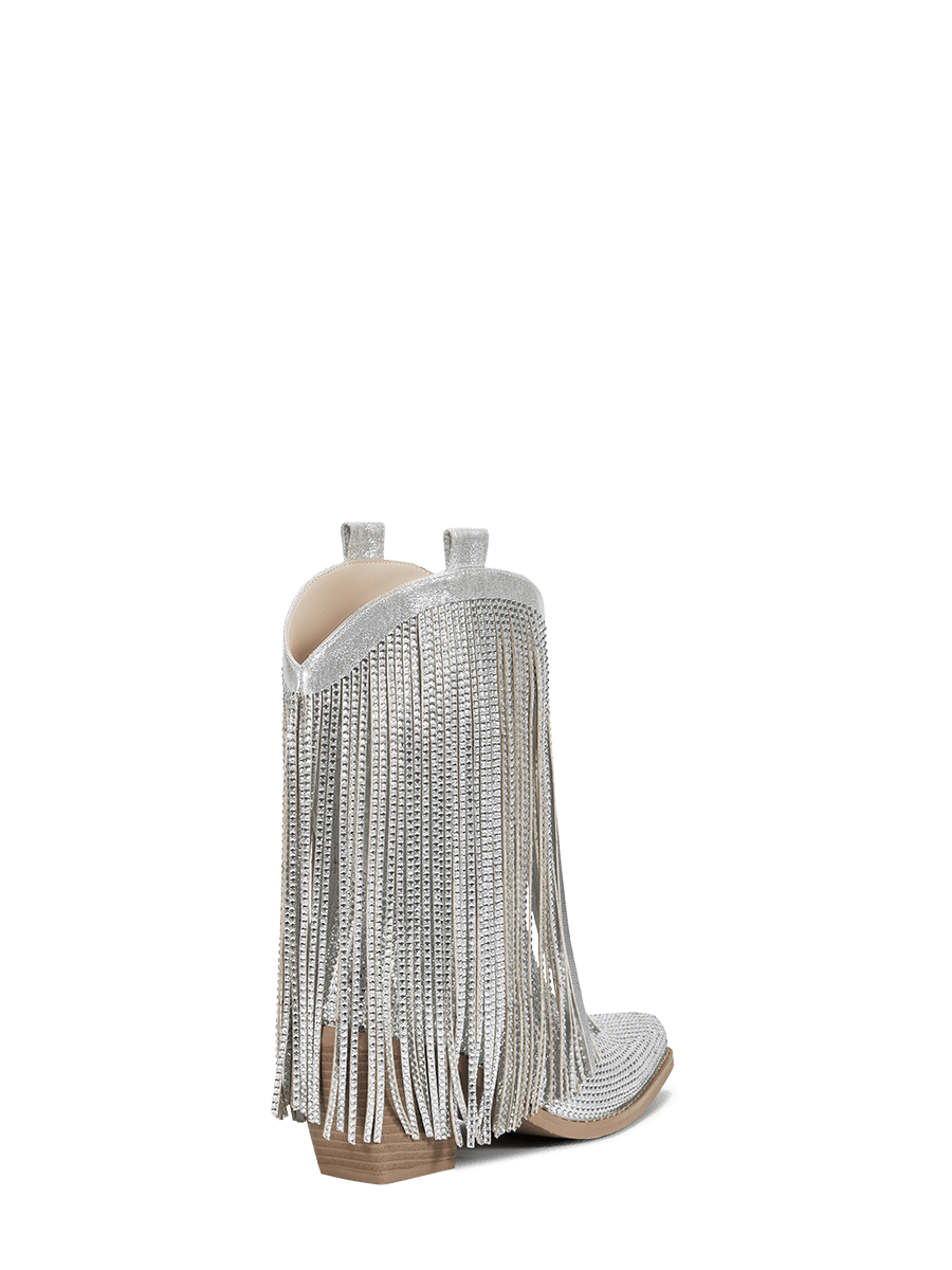 silver-fringe-rhinestone-western-ankle-boots-mid-heel