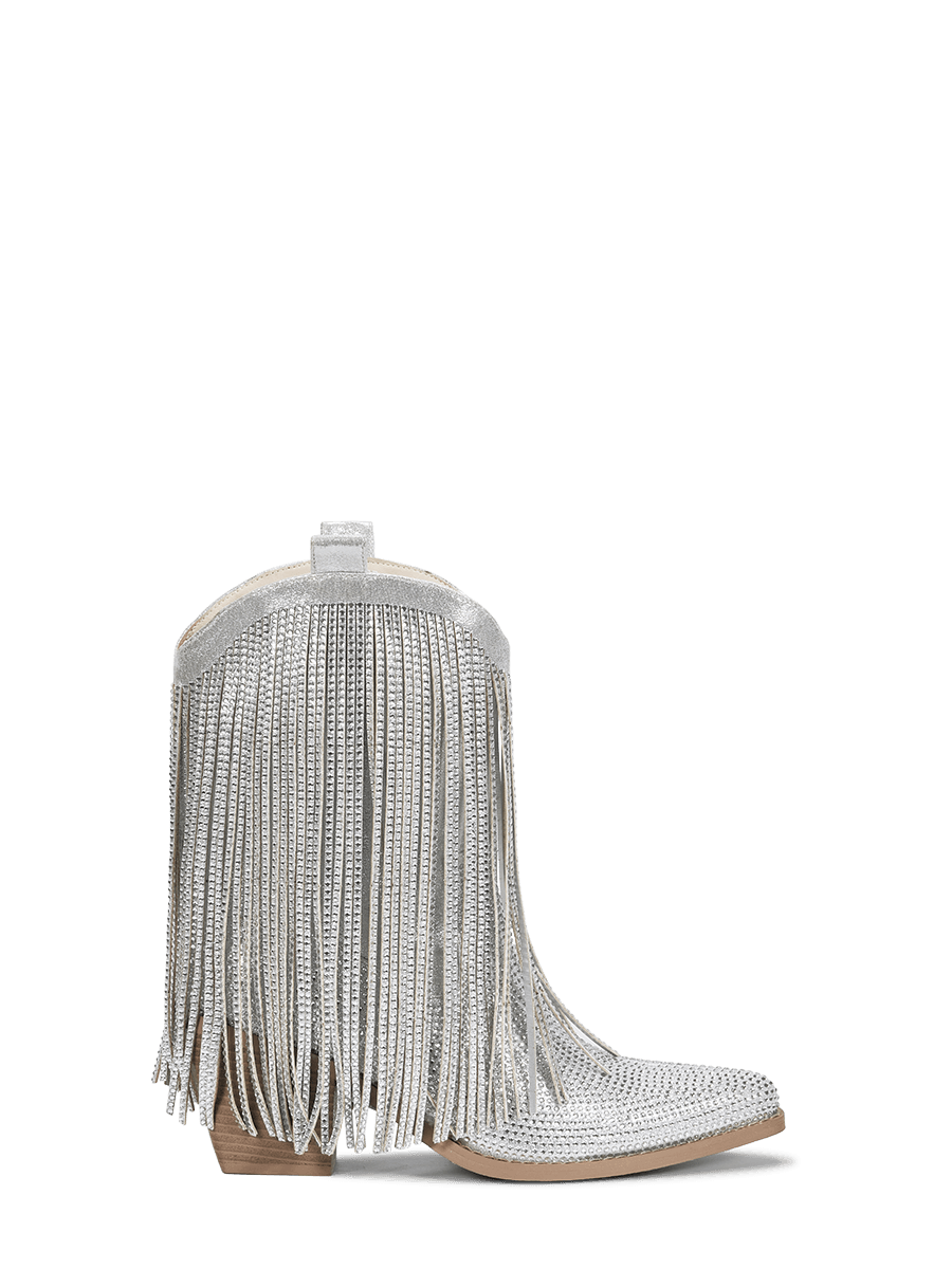 silver-fringe-rhinestone-western-ankle-boots-side-zipper