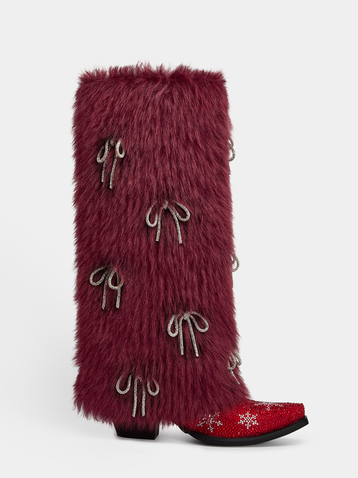 snowflake_rhinestone_toe_furry_western_boot