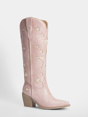 soft-pink-cutout-star-pattern-cowgirl-boots