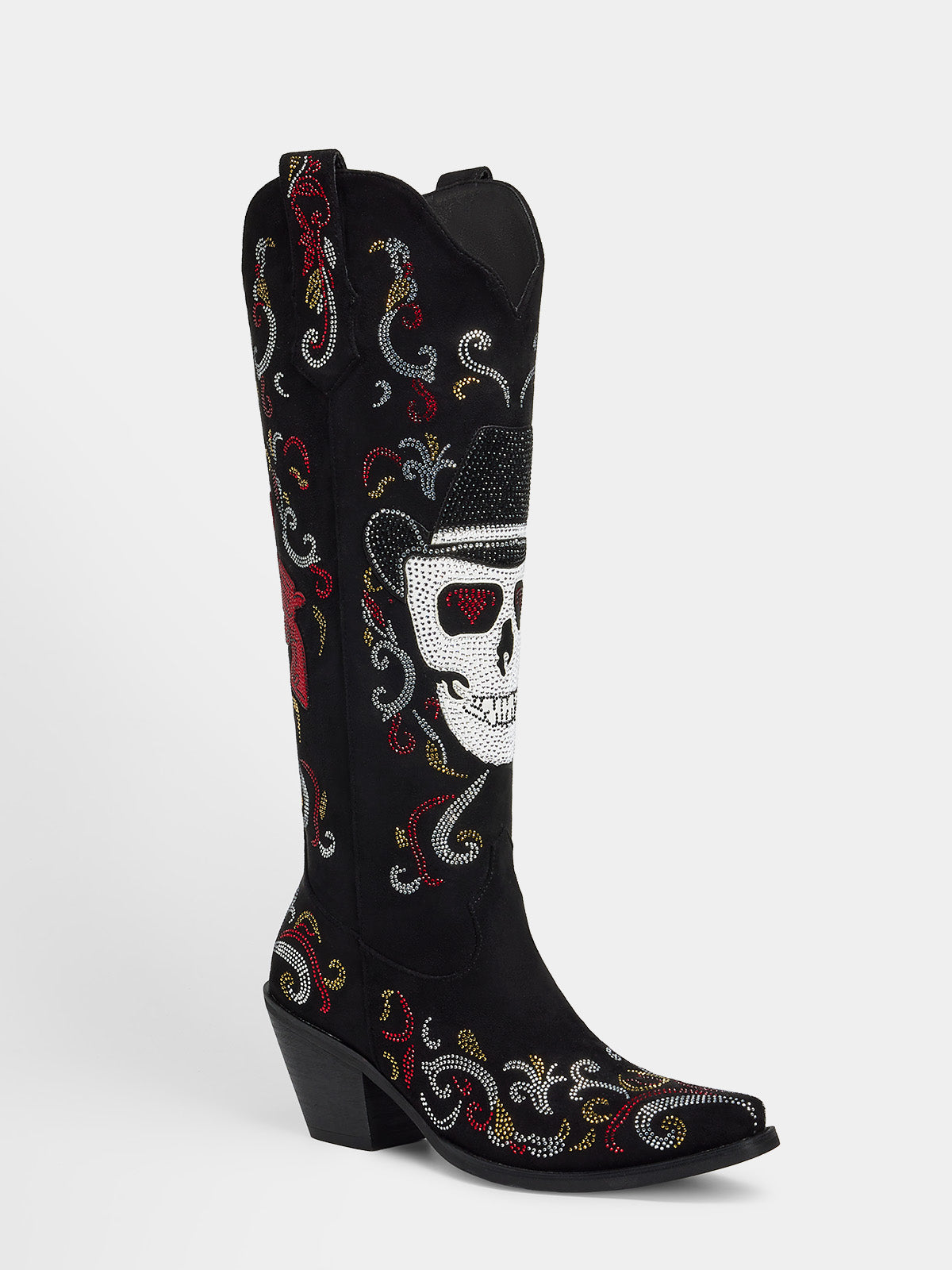 suede_rhinestone_skull_scroll_floral_western_cowgirl_boots