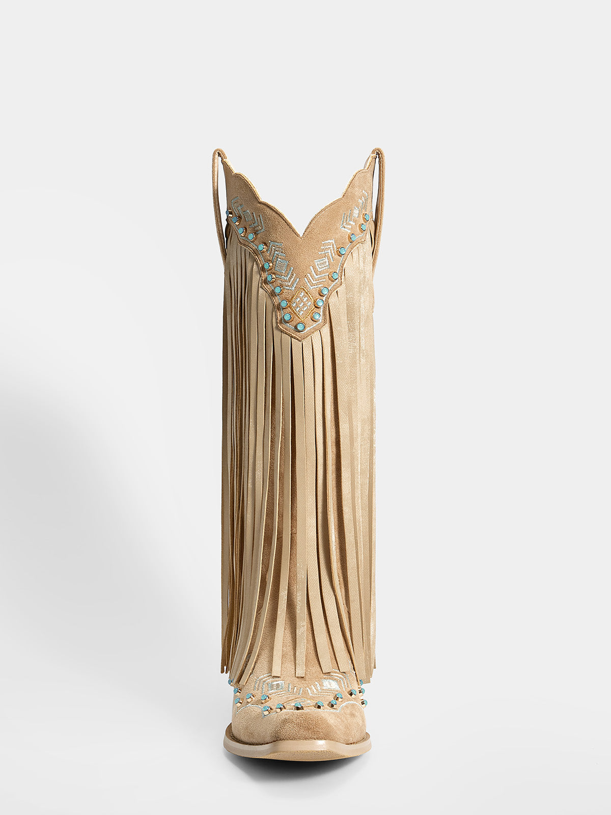 Apricot Fringe Western Boots | Blue rhinestones Boots | WETKISS