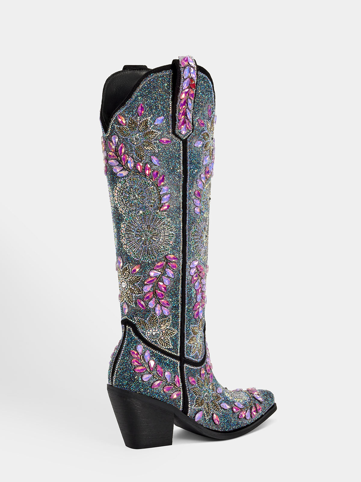 teal_glitter_rhinestone_floral_block_heel_western_boots