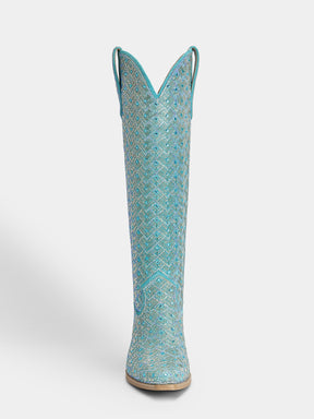 turquoise-full-rhinestones-glitter-womens-western-boots-knee-high