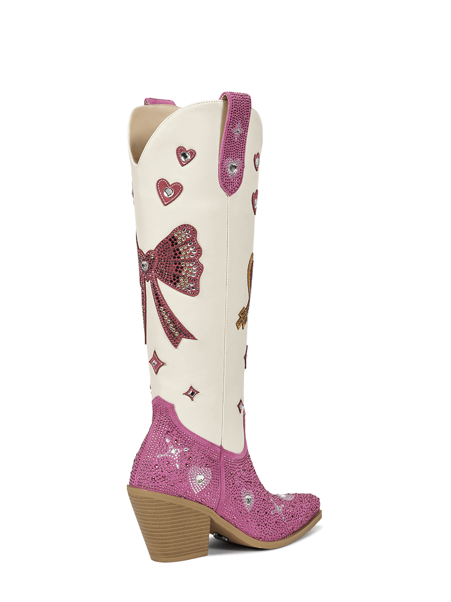 valentines-day-rose-red-and-white-bow-high-heel-cowgirl-boots
