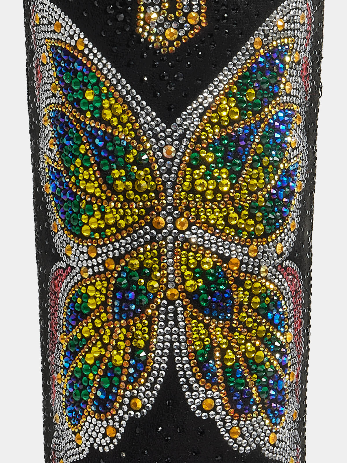 vibrant_multicolor_butterfly_rhinestone_detail_closeup_cowgirl_boots