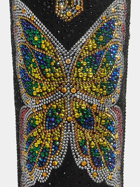 vibrant_multicolor_butterfly_rhinestone_detail_closeup_cowgirl_boots