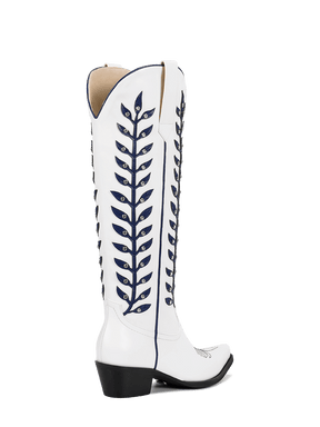 white-and-inky-navy-leaf-inlay-western-low-heel-cowgirl-boots